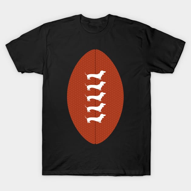 Dachshund Football T-Shirt by sqwear